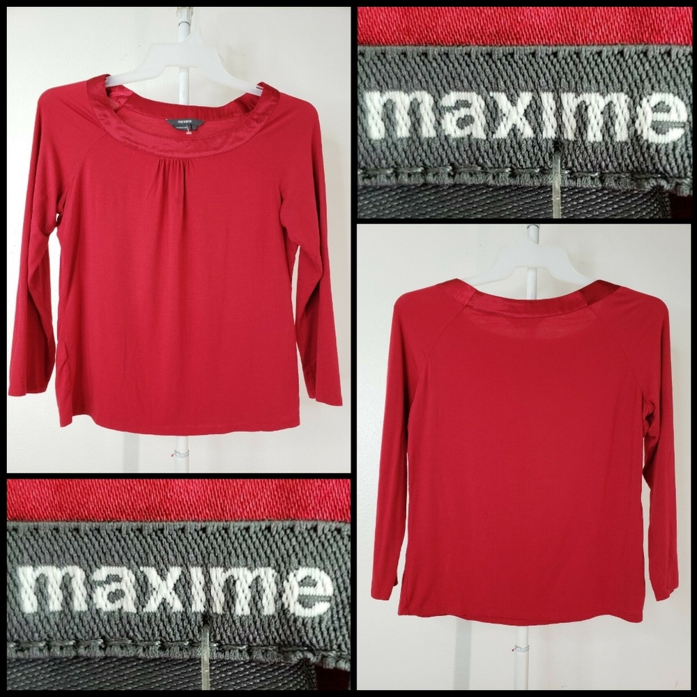 Maxime Woman Long Sleeve Blouse Size Large Red